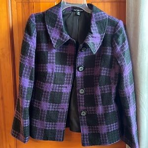 Briggs New York purple plaid jacket 8 petite